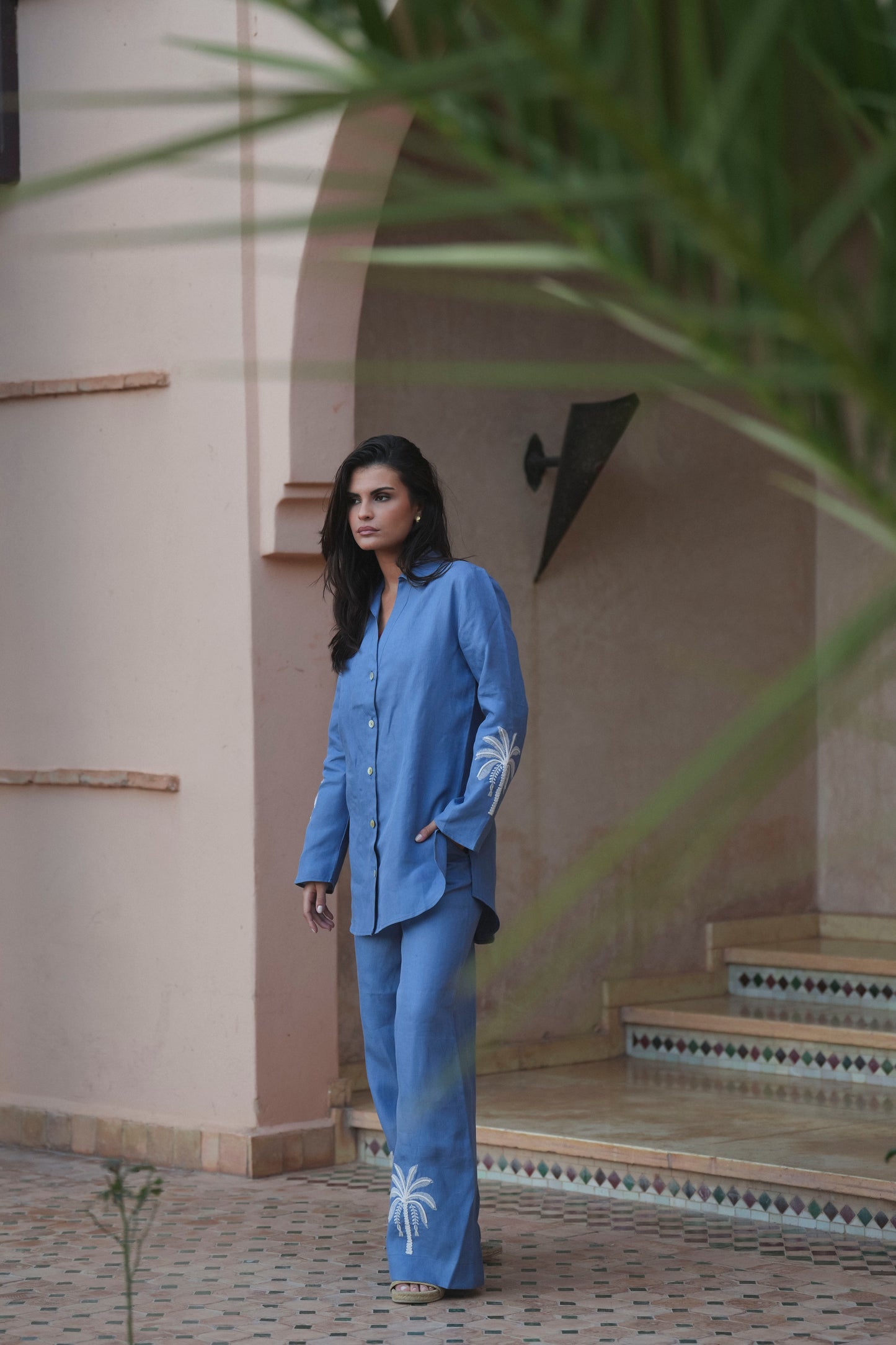 Camisa Palm Tree Blue