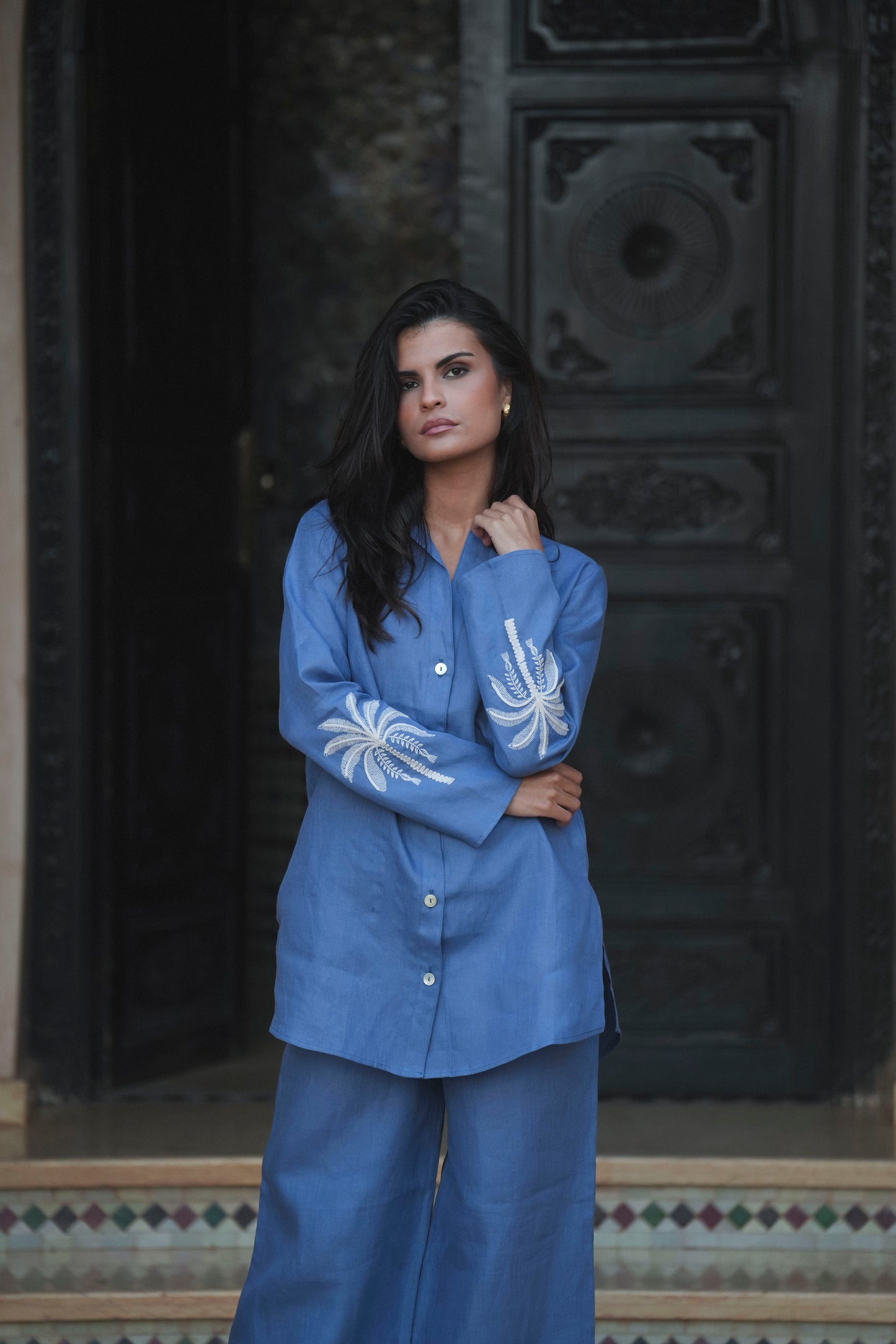 Camisa Palm Tree Blue
