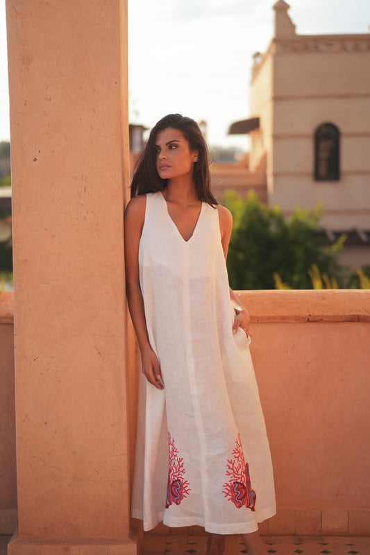 Vestido Coral Branco