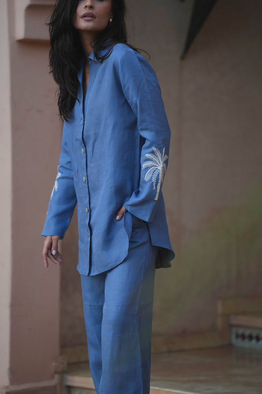 Camisa Palm Tree Blue