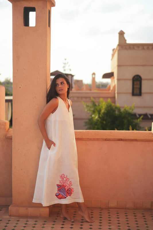 Vestido Coral Branco