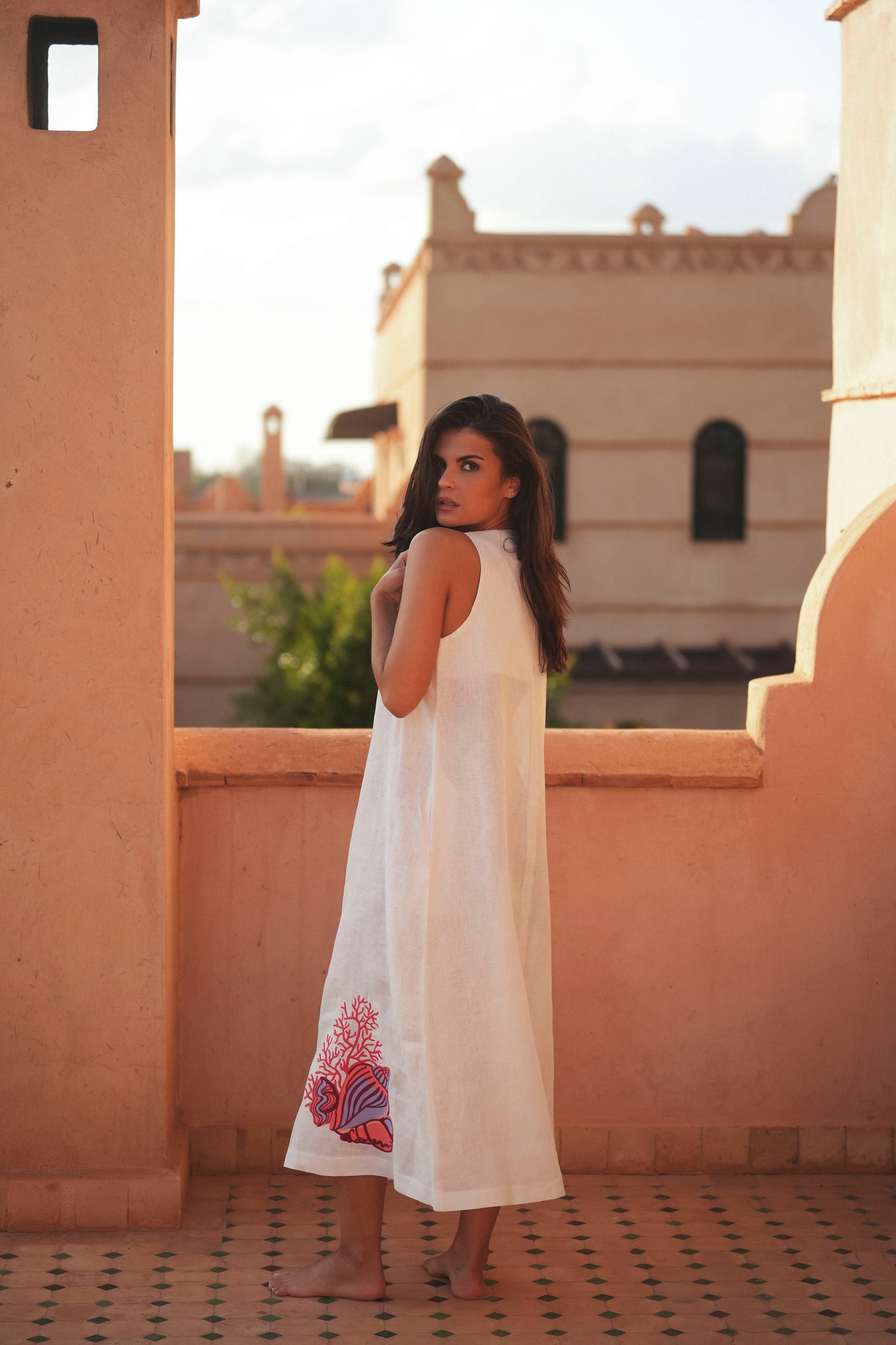 Vestido Coral Branco